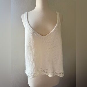 Aqua Crochet White Knit Tank Top Size XXL